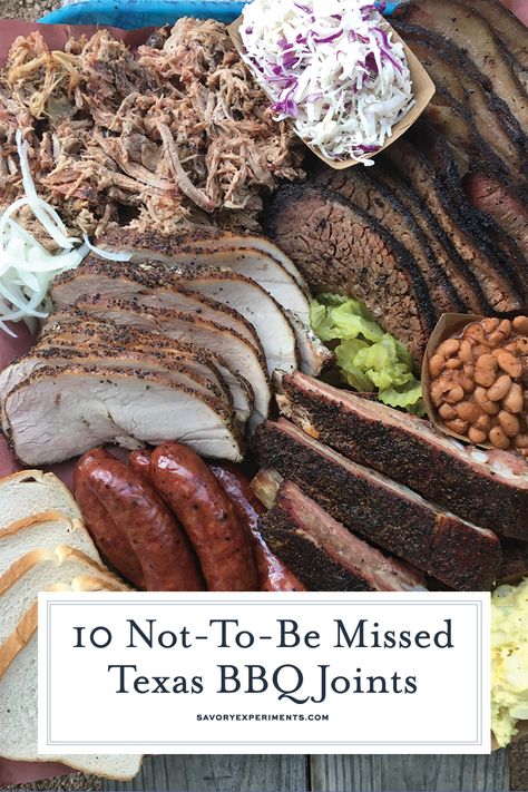 Looking for the best BBQ in Texas? Here is a list of 10 DO NOT MISS BBQ joints located in the great state of Texas! #BBQ #Texas www.savoryexperiments.com Best Bbq In Texas, Texas Barbecue, Franklin Bbq, Food Tourism, Texas Bbq, Beef Sausage, State Of Texas, Beef Short Ribs, Best Bbq