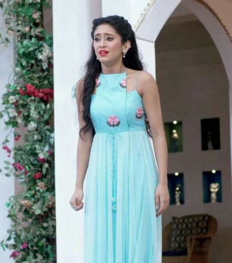 Pinterest: ThePrettiestSoul Naira Neck Designs, Nayra Dresses Design Kurti, Shivangi Joshi Outfits In Yrkkh Kurti, Naira Kurtis Design, Naira Dresses In Yrkkh Kurti, Naira Pattern Dress, Western Kurtis Design, Naira Dresses In Yrkkh, Nayra Dresses Design