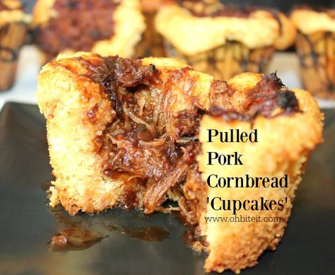 dig IN! Pulled Pork Cornbread, Southern Pulled Pork, Cornbread Cupcakes, Savory Cupcakes, Corn Muffin, Southern Recipe, Tin Recipes, Corn Muffin Mix, Cornbread Muffins