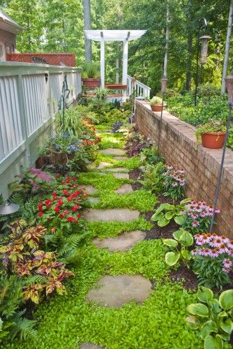 Side Yard Landscaping, Garden Stepping Stones, Real Estat, Side Garden, Garden Pathway, Side Yard, Plants And Flowers, Garden Spaces, Garden Paths