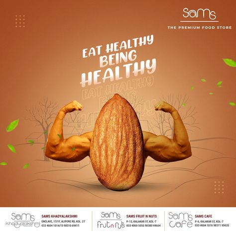 Eat Healthy Being Healthy | Social Media Dry Fruit Post | Shiv Graphic Designer
#socialmediacreativead s #socioalmediacreativepost #socialmediadryfruitcreativeads #socialmediadryfruitpost #socialmediaconceptualpost #socialmediapost #socialmediaads #dryfruit #dryfruitads #shivcreative #shivgraphicdesigner Almonds Social Media Post, Dry Fruits Social Media Post, Fruit Social Media Design, Healthy Food Creative Ads, Nuts Social Media Ads, Healthy Food Social Media Design, Dry Fruits Creative Ads, Fruit Advertising, Healthy Social Media