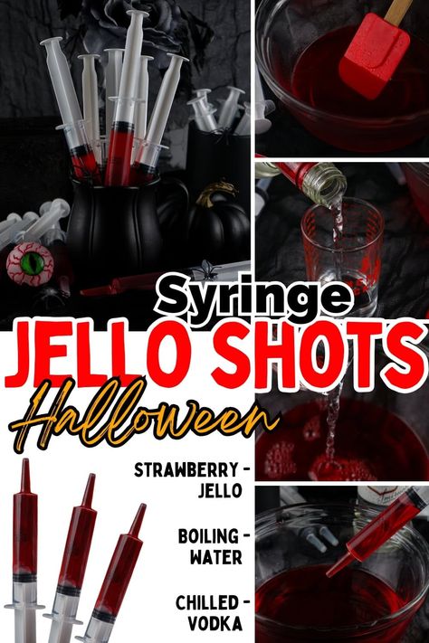 Hello Syringe Shots, Iv Bags For Drinks, Hello Shots In Syringes, Jell-o Shot Syringes, Jello Syringe Shots Recipe, Purple People Eater Drink, Jello Shot Syringes Recipe, Syringe Jello Shots, Raspberry Jello Shots