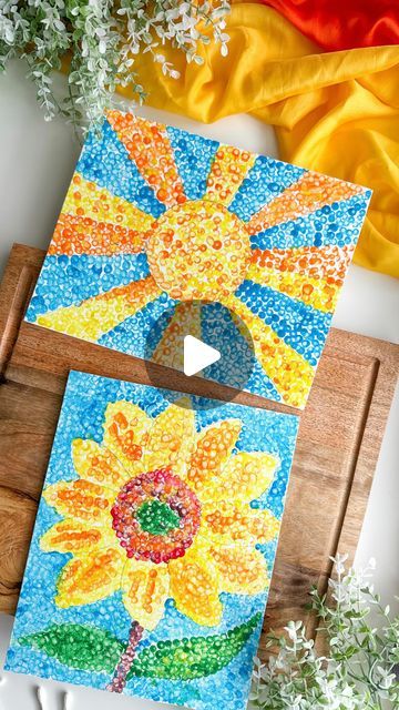 Super Easy Canvas Painting Ideas, Summer Canvas Painting Ideas Kid Art, Summer Artwork For Kids, Teaching Art To Kids Lesson Plans, How To Draw Summer, Easy Kids Painting Ideas On Canvas, Easy Drawings Colored Pencils, Painting Ideas On Canvas For Kids, Painting Ideas Easy Simple For Kids