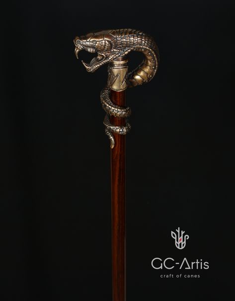 Fancy Canes Walking Sticks, Fantasy Cane, Cool Canes, Snake Stick, Walking Canes Men, Unique Walking Sticks, Custom Canes, Dragon Snake, Metal Snake