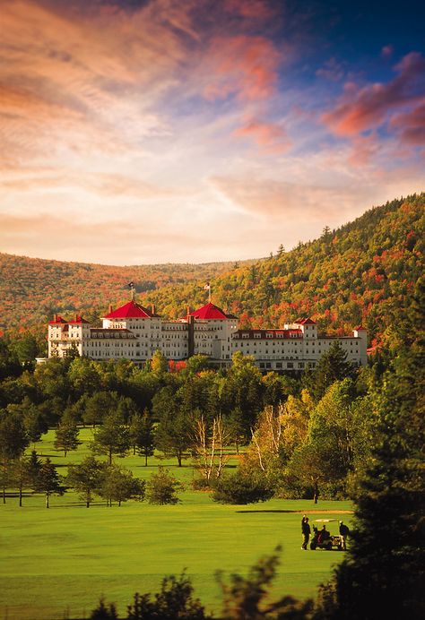 White Mountain Majesty - Autumn in New England is beautiful in Bretton Woods, NH, home of the Omni Mount Washington Resort (www.omnimountwashingtonresort.com). Mount Washington Hotel, Haunted Hotels, Bretton Woods, Mt Washington, Haunted Hotel, Leaf Peeping, New England Fall, Mount Washington, White Mountains