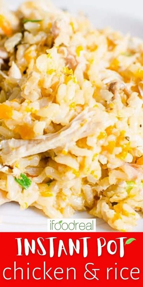 Instant Pot Chicken and Rice with boneless chicken breast or thighs and brown rice cooked in one pot of an electric pressure cooker. Delicious and healthy one pot family meal for busy weeknights! You will want to add this one to your regular dinner rotation! Meal With Chicken, Instant Pot Chicken And Rice, Chicken Boneless Breast Recipes, Rice And Vegetables, Easy Chicken And Rice, Dinner Rotation, Rice Cooker Recipes, One Pot Meal, Thanksgiving Recipes Side Dishes