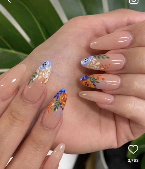 Barro Inspired Nails, Tuscany Nails, Mexican Core Aesthetic Nails, Cantarito Inspired Nails, Mexican Artisan Nails, Oaxaca Inspired Nails, Nails Now, Nail Candy, Pretty Gel Nails