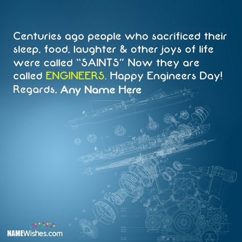 Best Engineers Day Wishes With Unique Quotes. Wish every engineer a very happy engineering day in an awesome way. Write name on best wishes for this day along nice quotes to make them happy. Engineers Day Wishes, Engineers Day Quotes, Happy Engineer's Day, Engineers Day, Stylish Text, Nice Quotes, Unique Quotes, Lovely Quote, Joy Of Life