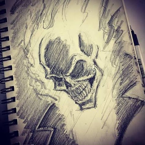 Ghost Rider Drawing Sketches, Ghost Rider Art, Ghost Rider Drawing, Superhero Sketches, Knight Drawing, Marvel Art Drawings, Wolverine Art, Comic Book Art Style, Marvel Drawings