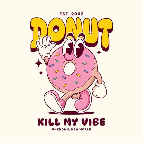 Donut Inspiration, Kittl Design, Donut Tshirt, Retro Tshirt Design, Ride Logo, Donut Logo, Animal Illustration Kids, Account Management, Generations Quotes