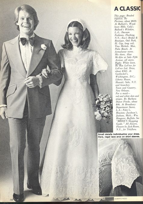 A Flash of the Past! -June/July 1976 1950 Dress, Summer Wedding Dresses, Alfred Angelo Wedding Dress, 1980s Wedding, Old Wedding Dresses, 1970s Wedding Dress, Fashion Bride, Bridal Gowns Vintage, Vintage Brides