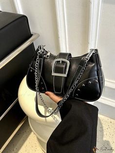 Monochrome Handbags: 🖤 Classic Monochrome Handbags for Timeless Style! 👜✨ Leather Rivets, Purse Crossbody, Bags Fashion, Tote Purse, Shopping Bags, Fashion Handbags, Timeless Style, Purses Crossbody, Timeless Fashion