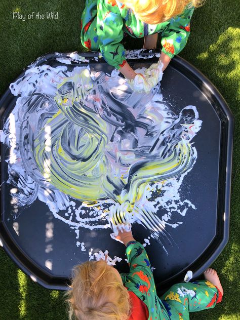 Shaving Foam Sensory Play Ideas – Play of the Wild Conditioner Playdough, Foam Sensory Play, Tuff Tray Ideas Toddlers, Sensory Play Ideas, Shaving Foam, Homemade Paint, Eyfs Activities, Painted Post, Foam Paint