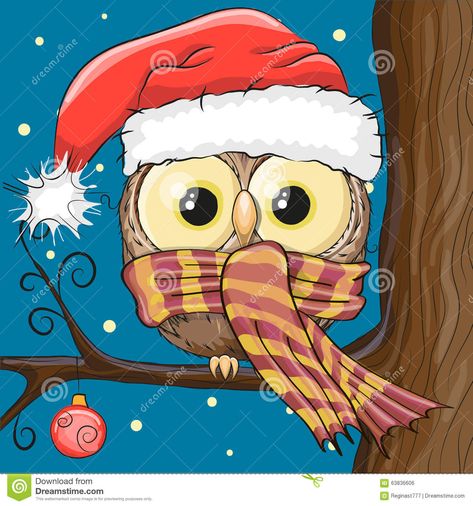 Owl In A Santa Hat - Download From Over 49 Million High Quality Stock Photos, Images, Vectors. Sign up for FREE today. Image: 63836606 Branch Illustration, Cartoon Owl, Owl Cartoon, Christmas Owls, Owl Painting, White Snow, Puzzle Art, Owl Art, Favorite Hobby