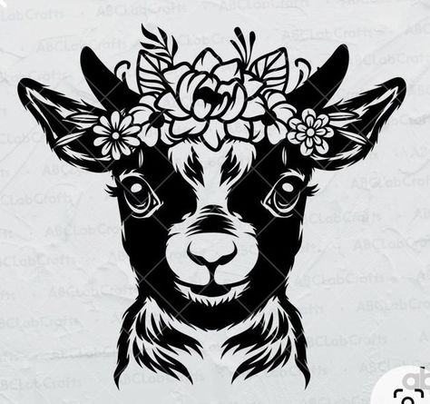 Crown Stencil, Goat Svg, Floral Wreath Svg, Diy Vinyl Projects, Goat Art, Wreath Svg, Cute Goats, Pyrography Art, Animal Svg