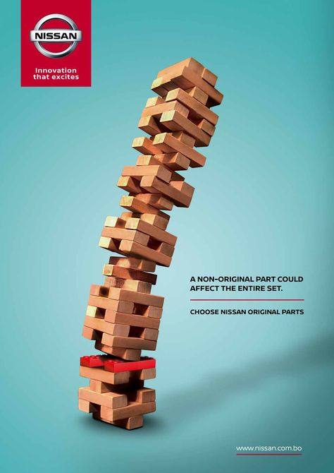 Nissan Print Ad - Original Parts - Jenga Conceptual Ads, Advertising Template, Party Design Poster, Education Banner, Digital Advertising Design, Ad Of The World, 광고 디자인, Ad Ideas, Creative Advertising Design