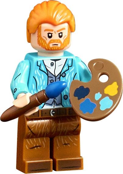 Lego Minifigure Drawing, Van Gogh Lego, Lego Painting, Lego Van, Van Gogh The Starry Night, Lego Figurine, Gogh The Starry Night, Campaign Design, Lego Jurassic