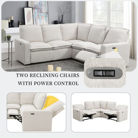 L-Shape Power Recliner Sofas Chairs Home Theater Seating Lazy Couch Versatile Sectional Sofas with USB Port for Livingroom - Bed Bath & Beyond - 39300828 Small Reclining Sectional, Lazyboy Sectional Living Rooms, Lazy Couch, Power Reclining Sectional Sofa, Recliner Sofas, Tv Sofa, Daybed With Drawers, House Redesign, Corner Sectional Sofa