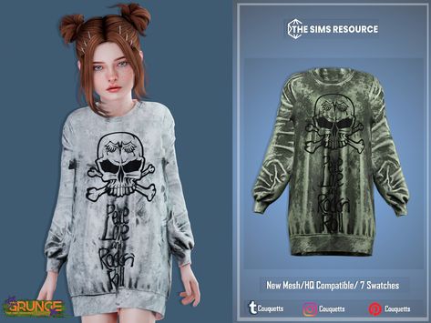 The Sims Resource - Grunge Oversize Dress (Child) Sims Child Clothes, Child Hair Cc Sims 4, Sims Cc Child, Child Sims 4 Cc, Sims 4 Child Cc, Dystopian Clothes, Ts4 Kids, Sims 4 Cc Goth, Ts4 Clothes