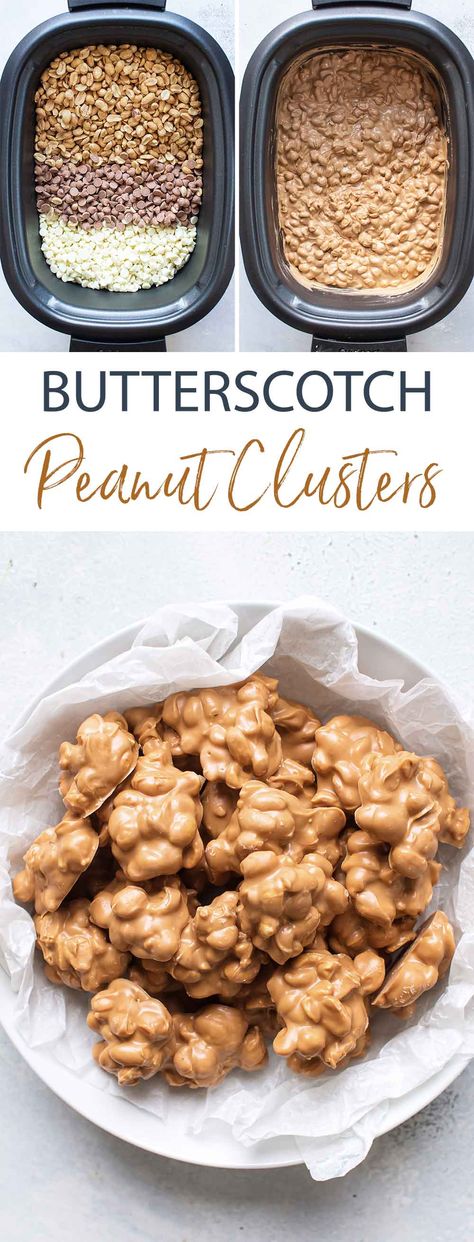 Butterscotch Peanut Clusters, Easy Peanut Clusters, Slow Cooker Candy Recipes, Nut Cluster Recipe, Crockpot Candy Recipes, Chocolate Nuts Clusters, Slow Cooker Candy, Chocolate Peanut Clusters, Nut Clusters