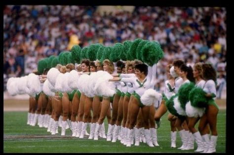 Happy Superbowl Sunday!! We can't say we don't watch it for the snacks, fun commercials and half time show extravaganza, but yeah we guess Football can be fun too... Especially if you were a cheerleader in the 80s! Damn, Raiderettes! Can we tryout please?? Buffalo Bills Cheerleaders, Jets Cheerleaders, Atlanta Falcons Cheerleaders, Philadelphia Eagles Cheerleaders, 49ers Cheerleaders, Cheerleader Uniforms, Colts Cheerleaders, New England Patriots Cheerleaders, Falcons Cheerleaders