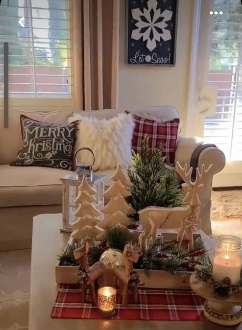 Coffee Table Xmas Decor Ideas, Christmas Decor Ideas For Living Room Coffee Tables, Christmas Sofa Table Decor, Christmas Coffee Table Decor Living Rooms, Christmas Coffee Table Decor Trays, Christmas Coffee Table Decor, Christmas Decorating Ideas, Christmas Candle Decorations, Christmas Decor Inspiration