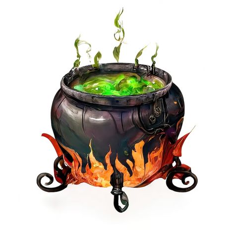 Premium AI Image | Witch cauldron is brewing a magic potion Castiron cauldron is boiling potion Illustration Witch’s Brew, Couldren Drawings, Witch Brewing Potion, Cauldron Illustration, Potion Illustration, Witch Pot, Potion Witch, Magic Cauldron, Witch Brew