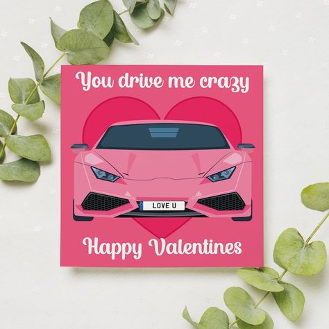 Funny Valentines Cards, Car Card, Card For Boyfriend, Valentine Gifts For Girlfriend, Greeting Card Envelope, Valentines Greetings, Valentine's Card, Car Themes, Valentines Day Cards