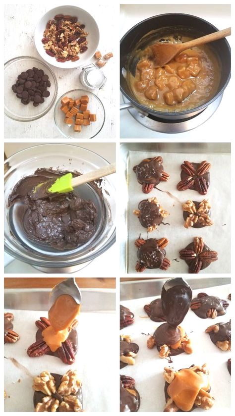 Preparación de las tortugas de chocolate Fathers Day Brunch, Edible Gifts, Brunch Party, Pretzels, Cakes And More, Food Cravings, Toffee, Delicious Desserts, Dessert Recipes