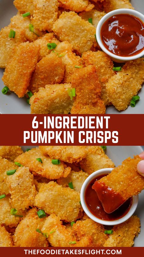 Vegetarian Pumpkin Recipes, Pumpkin Savory Recipes, Pumpkin Crisps, Food Comfort, Pumpkin Fritters, Dip Vegan, Pumpkin Crisp, Ms Diet, Snack Easy