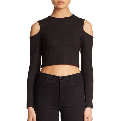 Parker Daze Cutout Cropped Top ($100) ❤ liked on Polyvore featuring tops, apparel & accessories, foil python, cut out shoulder tops, cold shoulder long sleeve top, cutout crop top, cutout shoulder top and cut out long sleeve top Shoulder Tops Outfit, Cutout Crop Top, Leather Crop Top, Crop Top Long Sleeve, Crop Top Long, 50 Style, Cold Shoulder Long Sleeve, Shoulder Tops, Shoulder Cut