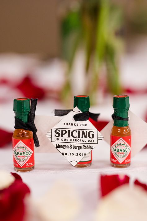 Tajin Party Favors, Sauce Wedding Favors, Hot Sauce Wedding Favors, Crawfish Boil Party, Mexican Birthday Parties, Rehearsal Dinner Decorations, Engagement Party Favors, Unique Wedding Gowns, Mexican Birthday