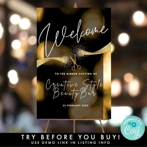 Check out this item in my Etsy shop https://www.etsy.com/listing/1093762027/grand-opening-welcome-sign-edit-yourself Ceremony Signs, Gold Ribbons, Printable Signs, Grand Opening, Web Browser, Etsy Printables, All Pictures, Template Printable, Welcome Sign