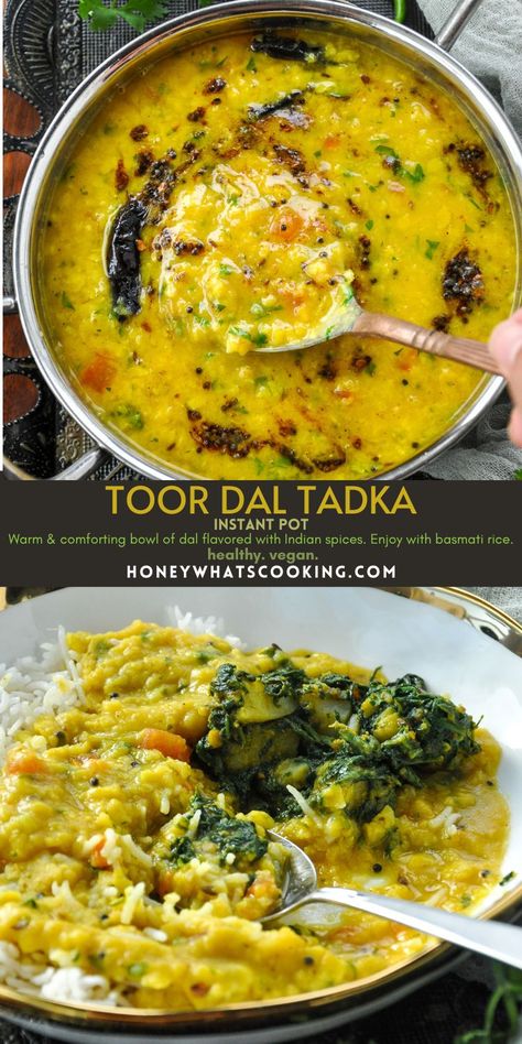 Toor Dal Tadka (Instant Pot) Instant Pot Dal Tadka, Daal Recipe Indian Instant Pot, Tur Dal Recipe, Easy Dal Tadka Recipe, Instant Pot Dal Recipes, Toor Dal Recipe Indian, South Indian Dal Recipes, Instant Pot Daal, Dal Tarka