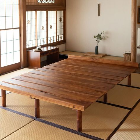 PRICES MAY VARY. [DIMENSIONS & MATERIALS] Japanese Queen Size: 62.99x78.74in (160x200cm), Height (adjustable): 2in (5cm), 7in (18cm), 12in (31cm), Max weight: 661lb (300kg), Material: Natural Solid Wood (Pine), Lacquer painted [NO BOX SPRING NEEDED] Pine wood slats placed with air-passages helps your mattress breath and release moisture during night sleep. Rests your latex, memory foam or spring mattress directly, especially perfect sized for Japanese Futon Mattress Queen Size. [EASY ASSEMBLE, T Japanese Bed Frame, Japanese Futon Mattress, Japanese Bed, Japanese Floor Mattress, Floor Bed Frame, Japanese Bedroom, Japanese Futon, Tatami Mat, Futon Mattress