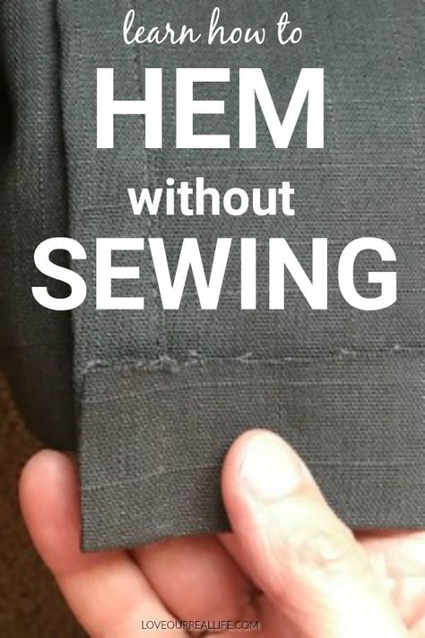 Hem Without Sewing, Hem Curtains, How To Hem Curtains, Curtains Without Sewing, Curtain Rings With Clips, Original Hem, No Sew Curtains, Straight Pins, Sewing Needles