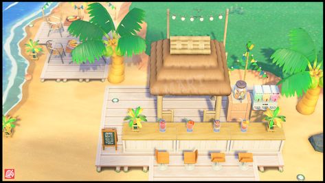 Acnh Beach Side Ideas, Acnh Custom Designs Clothes Summer, Acnh Signs Designs, Acnh Pattern Designs, Acnh Beach Bar, Acnh Theme Ideas, Acnh Secret Beach Entrance, Acnh Island Inspirations, Acnh Island Entrance Ideas