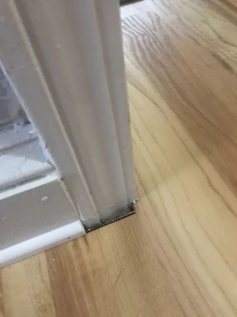 Wood Floor Gap Filler, How To Fill Cracks In Wood Floor, Caulking Baseboards, Removing Baseboards, Wood Floor Repair, Repair Furniture, Vinyl Stairs, Baseboard Trim, Basement Remodel Diy