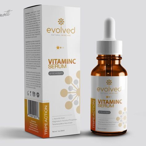 Create Eye-catching Brand Packaging for New Vitamin C Serum! Product label contest design#product#label#Evolved Medicine Packaging Design Creative, Skincare Packaging Design Inspiration, Serum Bottle Design, Serum Label Design, Vitamin Packaging Design, Serum Packaging Design, Hair Packaging Design, Serum Design, Cosmetics Packaging Design