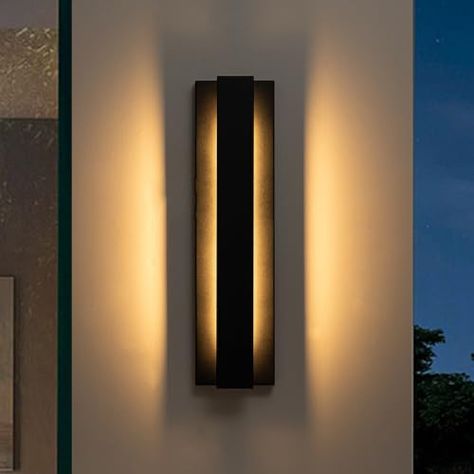 Outdoor Porch Lights, Porch Light Fixtures, House Patio, Outdoor Wall Light Fixtures, Porch Light, Long Walls, Modern Wall Sconces, Black Exterior, Porch Lighting