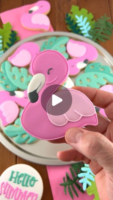 Mike | Semi Sweet Designs on Instagram: "🦩🌴Who’s ready for summer?🌴🦩 This flamingo cookie platter would be a hit at any summer event. The flamingos and monstera leaves would be the perfect complement to your next summer get-together. #cookiedecorating #cookiedecorator #flamingocookies #cookieplatter #royalicingcookies #summercookies" Flamingo Cookies Royal Icing, Flamingo Cookies Decorated, Flamingo Cookies, Semi Sweet Designs, Cookie Platter, Flamingo Theme, Summer Cookies, Monstera Leaves, Cut Out Cookies