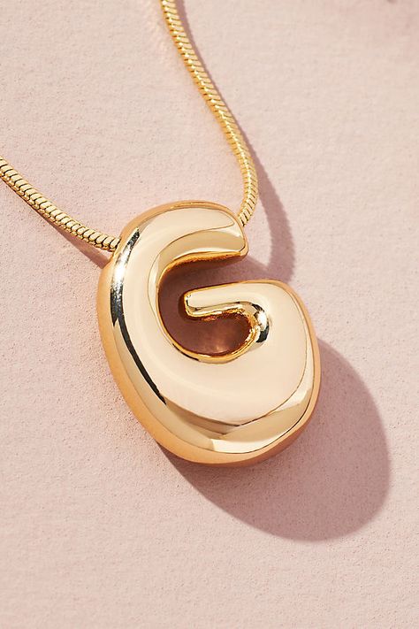 Picture this: Gift one for yourself and a handful to those who matter most. Bursting with personality, this monogram pendant necklace ( we’re obsessed ) effortlessly infuses your everyday jewelry lineup with bubbled flair. | Bubble Letter Monogram Necklace by Anthropologie, Women's, Gold/Plated Brass Christmas Gifts Ideas For Women, G Necklace, Bubble Letter Necklace, Monogram Pendant Necklace, Bubble Letter, Preppy Jewelry, Handmade Jewlery, Monogram Pendant, Letter Monogram