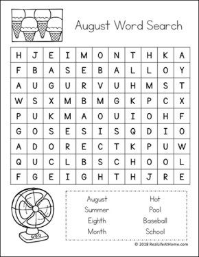 The more difficult version of the August word search printable from the free August word search printables set on Real Life at Home August Word, Summer Packet, Substitute Plans, Printable Puzzles For Kids, Recreation Therapy, Word Search Printables, Puzzle For Kids, Bible Study Help, English Worksheets For Kids