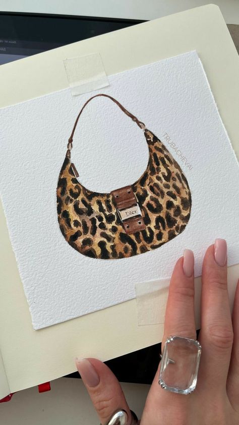 Leopard Print Fashion Illustration, Purse Sketch, Bags Drawing, Fashion Illustration Portfolio, Bag Drawing, Fashion Dream Job, Fashion Illustration Collage, Bag Illustration, Fashion Illustrations Techniques