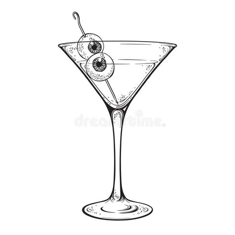 Martini Glass Sketch, Martini Tattoo Design, Drink Spilling Drawing, Rocks Glass Tattoo, Cocktail Line Art, Cocktail Tattoo Design, Halloween Martini Glasses, Cocktail Glasses Illustration, Cocktail Glass Drawing