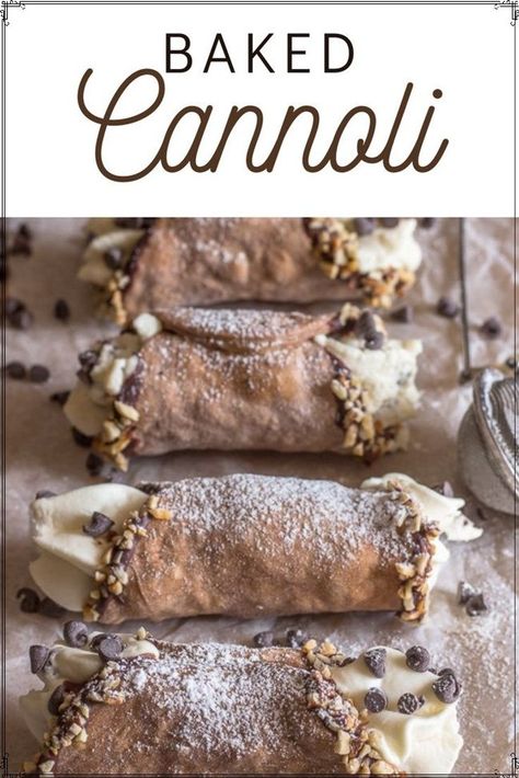 This classic Italian Recipe is made easier by baking instead of frying the Cannoli shells! Canoli Shell Recipe, Conoli Recipe, Canolis Recipe, Authentic Italian Cannoli Recipe, Cannoli Recipe Easy, Ricotta Chocolate, Italian Christmas Cookie Recipes, Italian Cannoli, Cannoli Shells