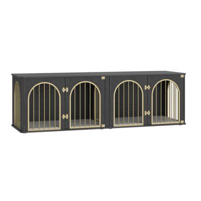 Product details Item Package Dimensions L x W x H：48.03 x 33.07 x 9.84 inches Item Dimensions L x W x H ：86.61 x 28.35 x 32.68 inches Directions：Yes Warranty Description：no Model Name：Furniture-Style Dog Crates Color：Retro Color Age Range Description：All Life Stages Breed Recommendation：Large Included Components： Assembly instructions Specific Uses for Product： Indoor Color: Black Gold | Red Barrel Studio® Dog Crate Furniture, Heavy Duty Dog Kennels w / Divider, Pads, Wooden Dog Crate for 2 Dogs Heavy Duty Dog Kennel, Furniture Style Dog Crate, Wooden Dog Crate, Suite Ideas, Dog Crates, Dog Kennels, Dog Crate Furniture, 2 Dogs, Wooden Dog