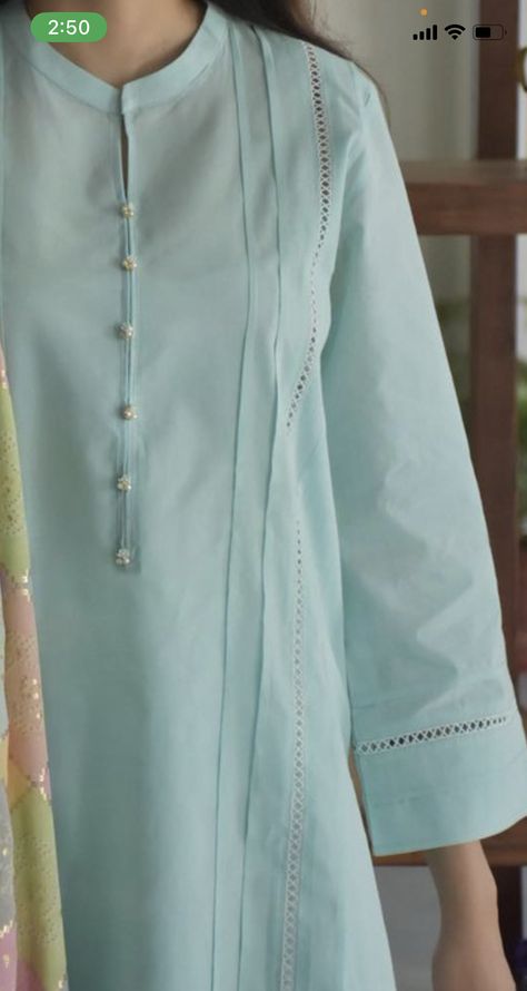 Plain Suits Neck Design, Pintex Kurti Design Pakistani, Kurti Ban Neck Designs, Pintex Kurti Design Women, Neck Designs For Frocks Kurti, Plain Dresses Pakistani, Ban Gala Design, Ban Neck Designs Suits, Ban Neck Designs For Kurtis