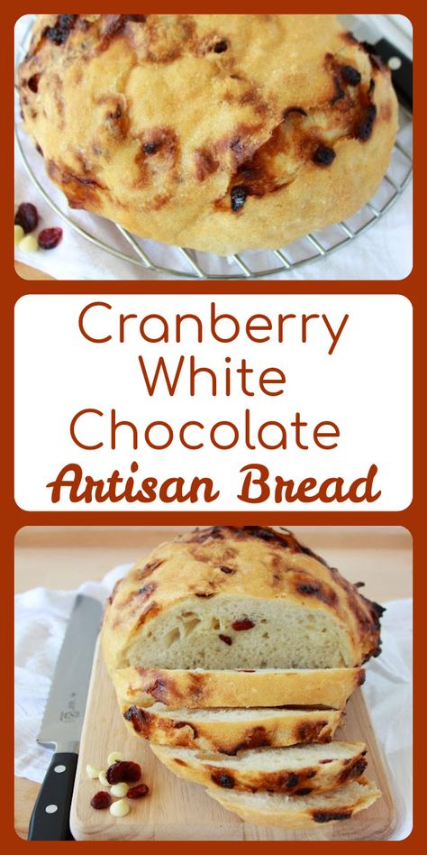 White Chocolate Bread, Ceramic Dutch Oven, Artisan Bread Recipe, Fruit Breads, Festive Bread, White Chocolate Cherry, Cherry Bread, Cranberry White Chocolate, Xmas Recipes