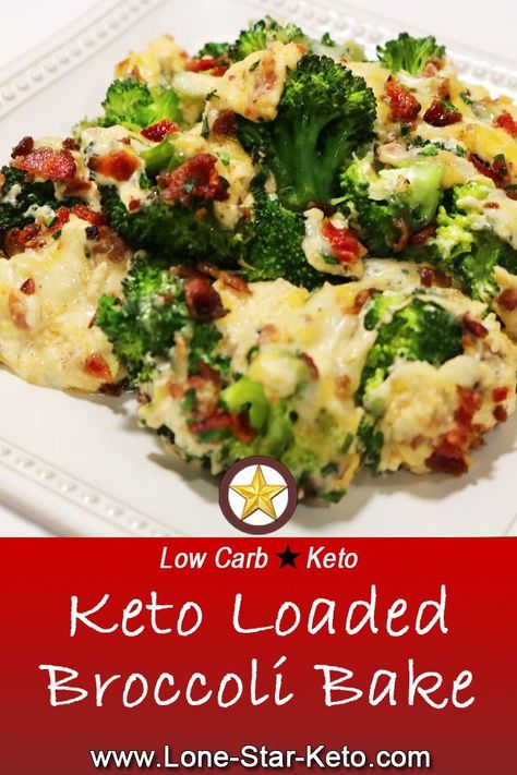 Keto Loaded Broccoli Bake ⋆ Sides ⋆ Lone Star Keto Keto Loaded Broccoli, Loaded Broccoli, Keto Stuffed Peppers, Broccoli Bake, Resep Diet, Keto Side Dishes, Keto Cooking, Broccoli Recipes, Keto Cookies